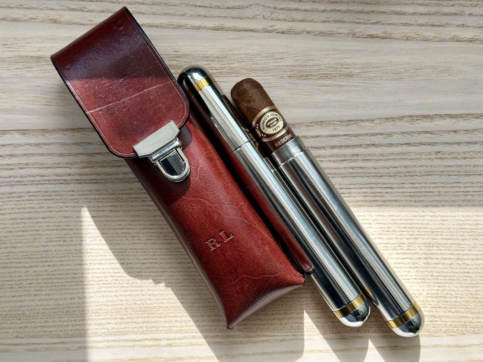 2 Cigar Case Genuine Leather Custom Made